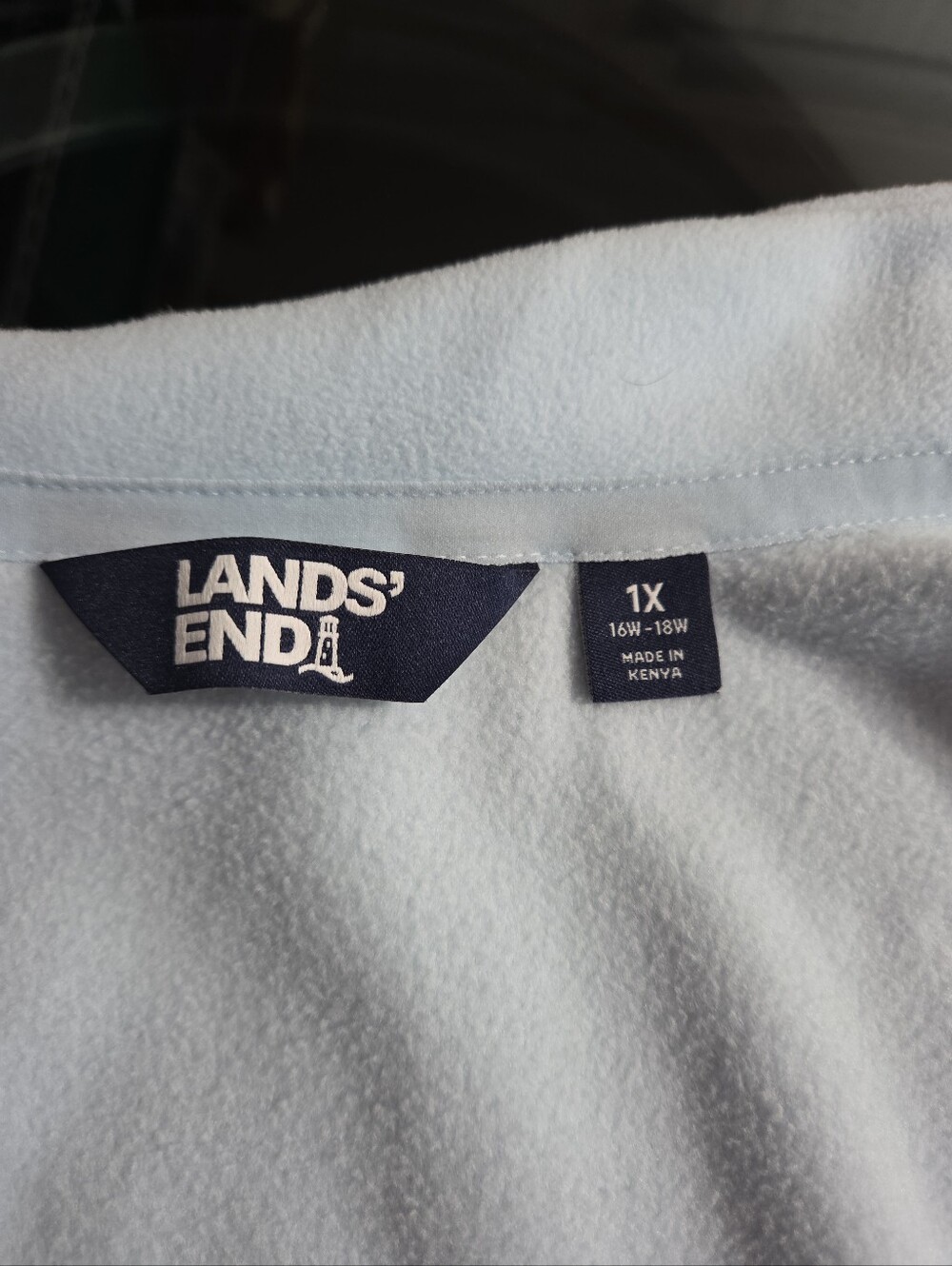 Lands' End Women's Pale Blue Zip-Up Plush Fleece Jacket.   1X - Picture 3 of 5